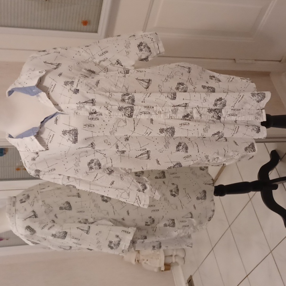 2/$50 White & Blue Hawaiian Shirt - Size 2XL